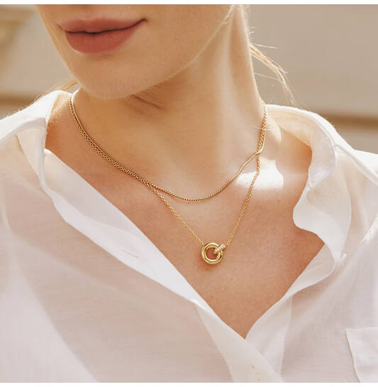  Voque Maven - Link necklaces - Silver / 14kt GP - Crystal - 45cm